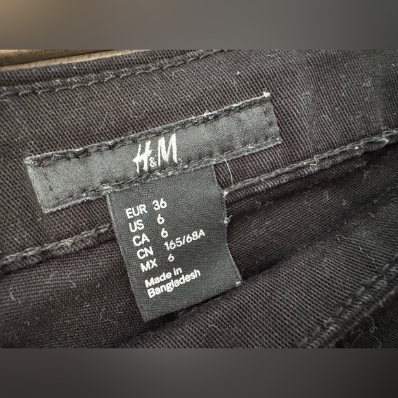 H&M Black Trousers EUC Skinny Khakis Dress Pants Chinos Cotton Stretch High Rise - Picture 6 of 9
